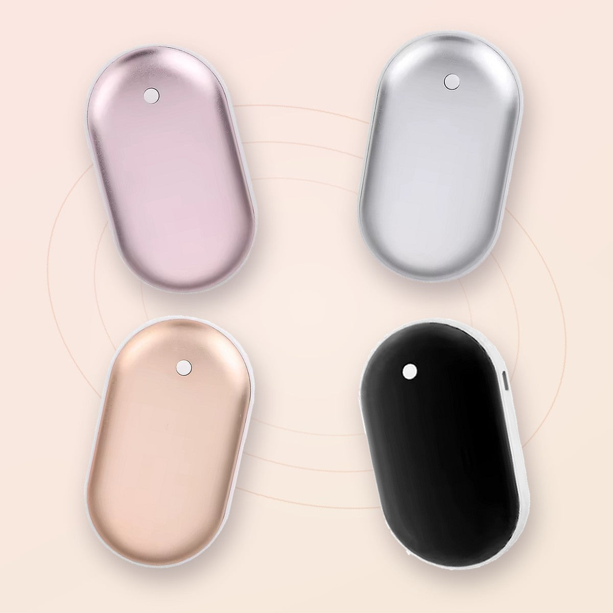 Les quatre finitions du galet SALO : rose, argent, or et noir